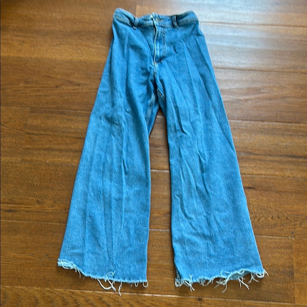 Blue Wide-Leg Denim Jeans
